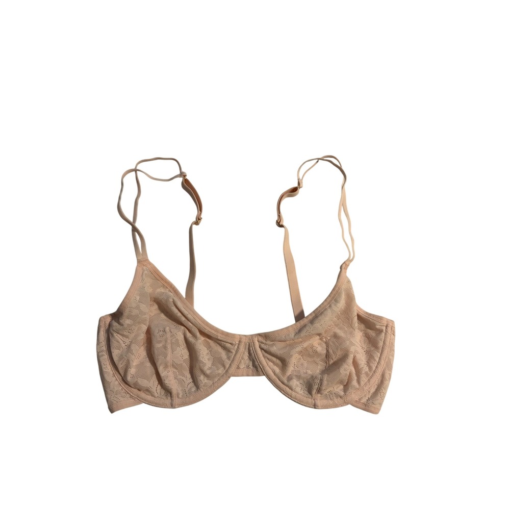 Joyspun Underwire Bra Unlined Lace Blush Pink Sheer Mesh 36D Romantic Coquette